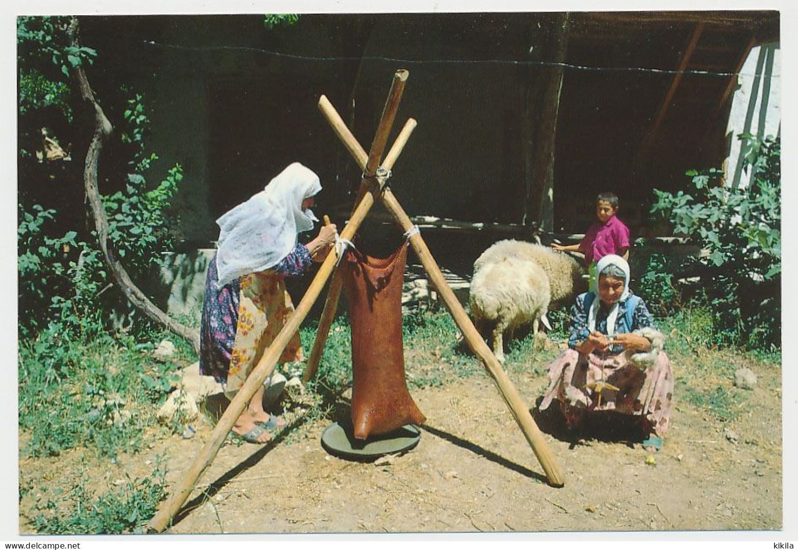 CPSM / CPM 10.5  X 15 Turquie Türkiye (113) Femmes Enfant Mouton Outre Trépied Filage De La Laine - Turkey