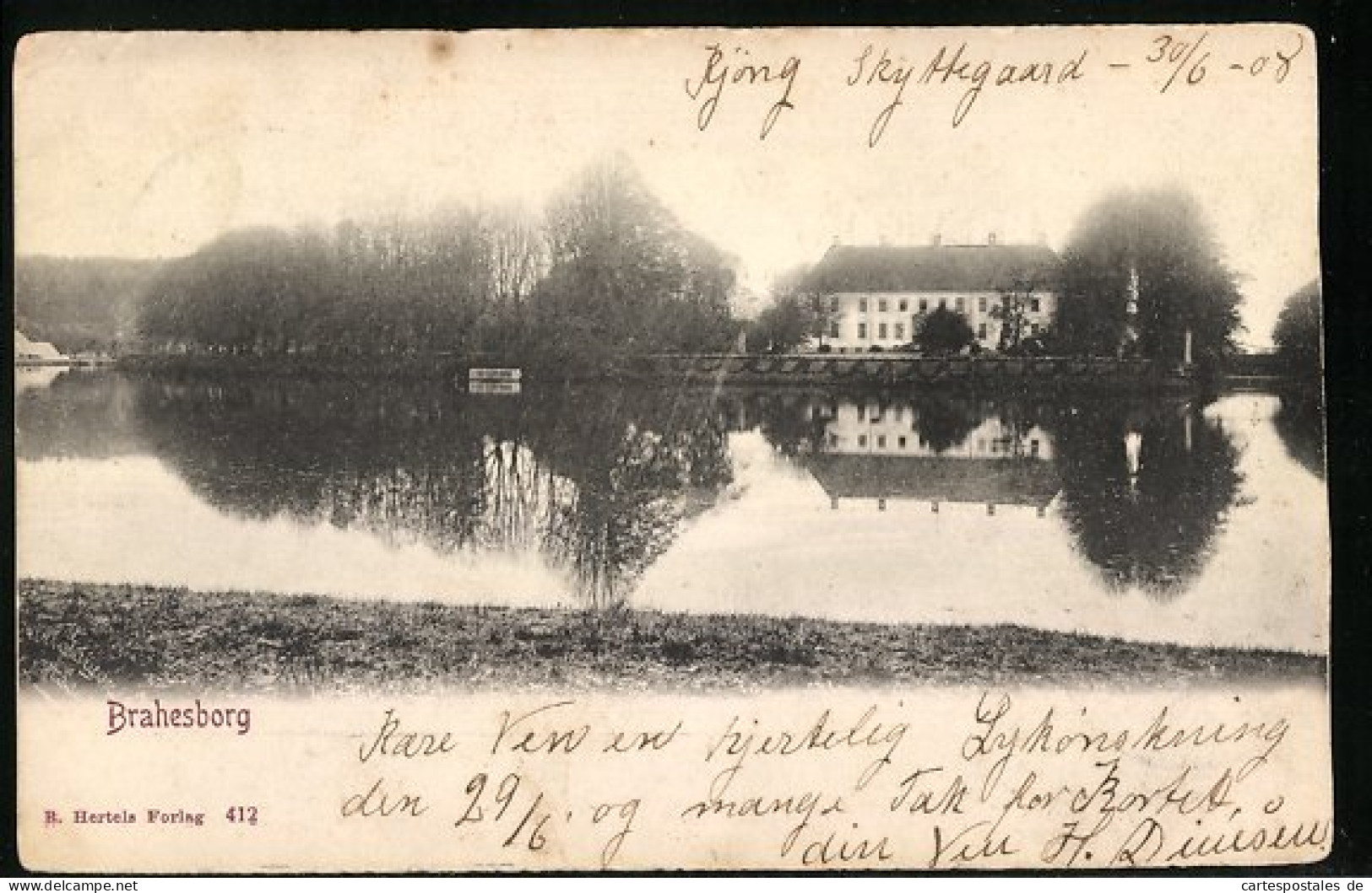 AK Brahesborg, Blick übers Wasser Auf Das Herrenhaus  - Danemark