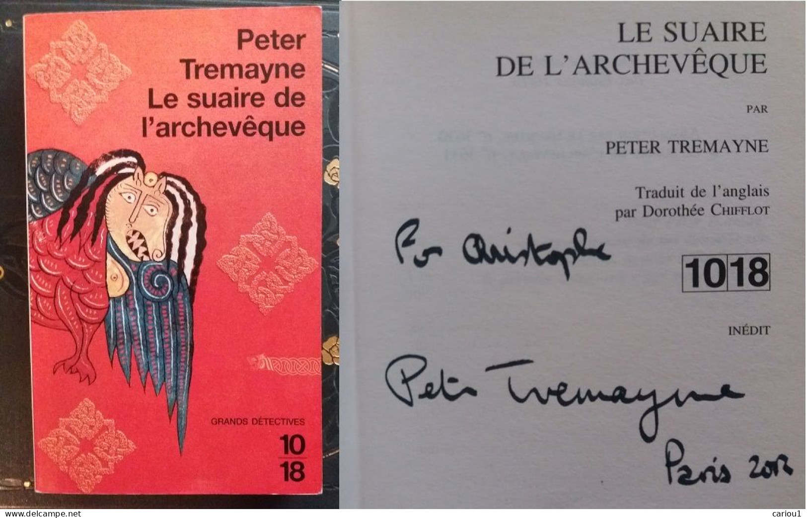 C1 Peter TREMAYNE Soeur Fidelma LE SUAIRE DE L ARCHEVEQUE Envoi DEDICACE Signed PORT INCLUS France - 10/18 - Grands Détectives