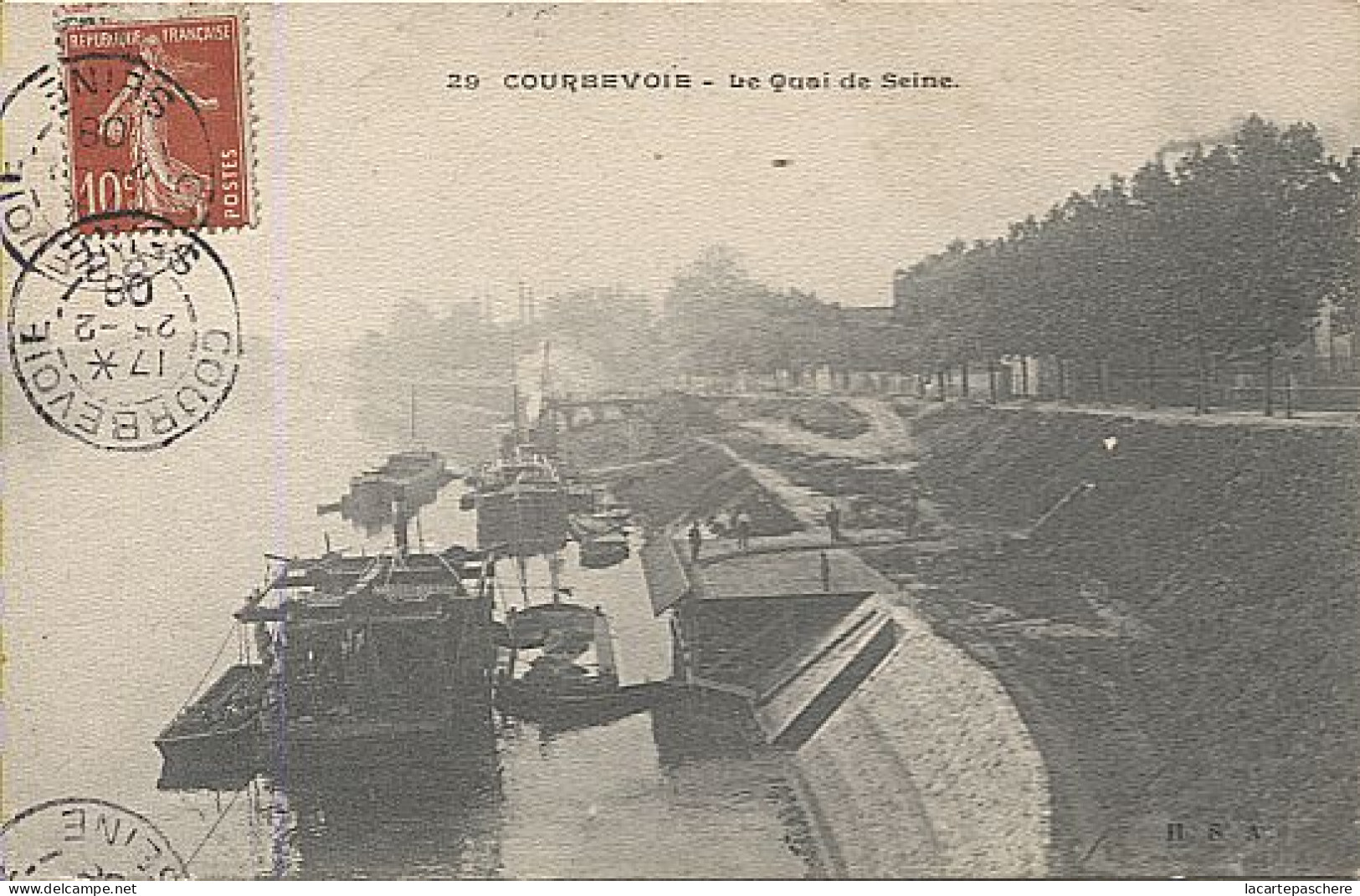 X117926 HAUTS DE SEINE COURBEVOIE LE QUAI DE SEINE PENICHE ? PENICHES ? BATELLERIE ? - Courbevoie