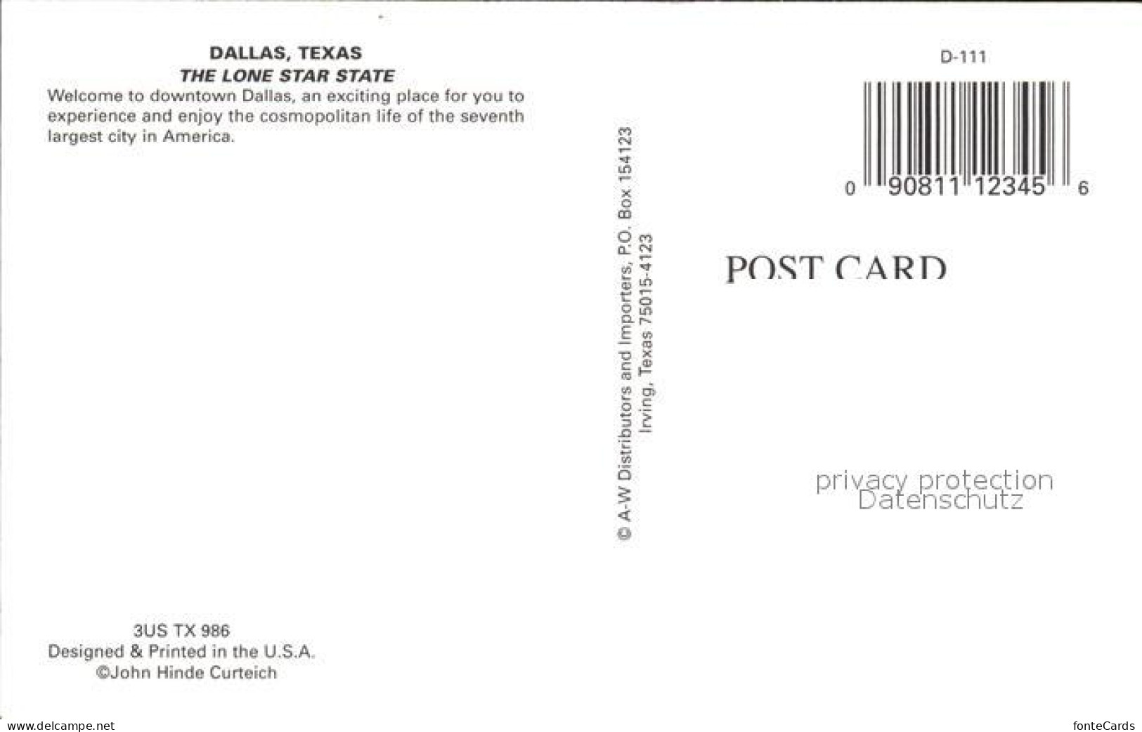 72394178 Dallas_Texas The Lone Star State - Altri & Non Classificati