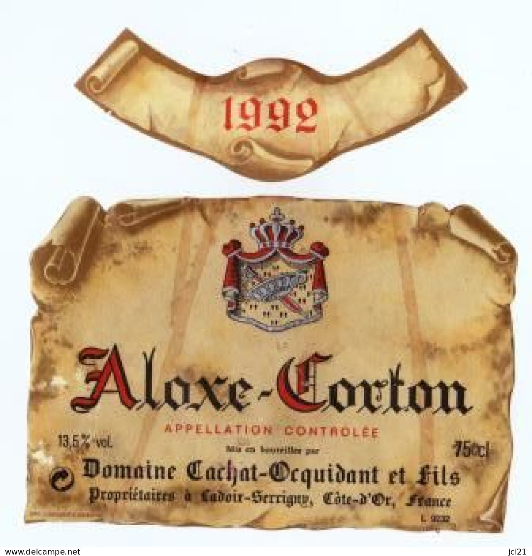 Etiquette Et Millésime " ALOXE - CORTON 1992 " Domaine Cachat-Orquidant Et Fils (2787)_ev352 - Bourgogne