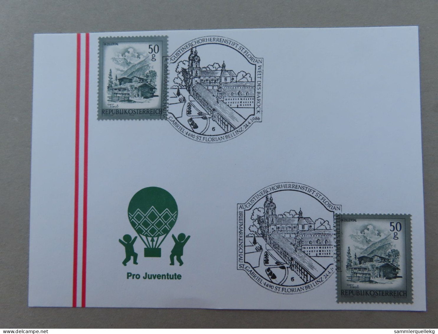 Österreich Pro Juventute - Mit Sonderstempel 24. 4. 1986 St. Florian Bei Linz, Augustinerchorherrenstift (Nr.1606) - Other & Unclassified