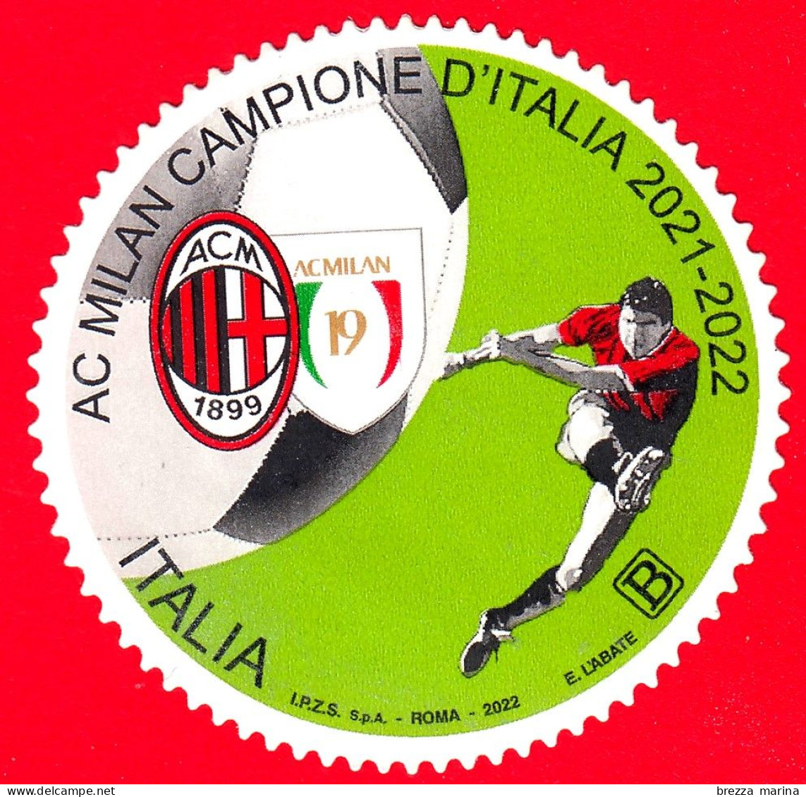 ITALIA - Usato - 2022 - Sport - Calcio - Milan – Campione D’Italia - B - 2021-...: Afgestempeld