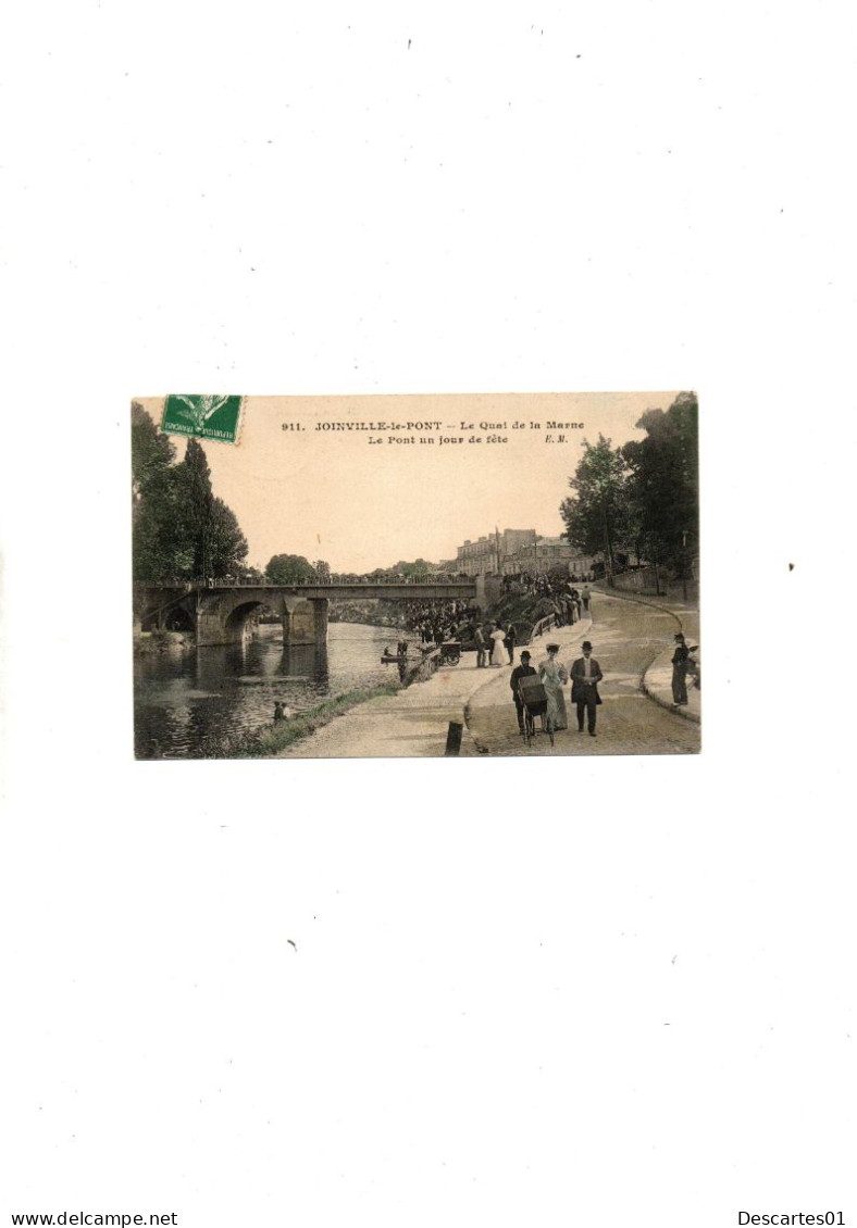 C P A  ANIMEE  JOINVILLE -LE-PONT  LE QUAI DE LA MARNE UN JOUR DE FETE   CIRCULEE  1 JUILLET 1907 - Joinville Le Pont