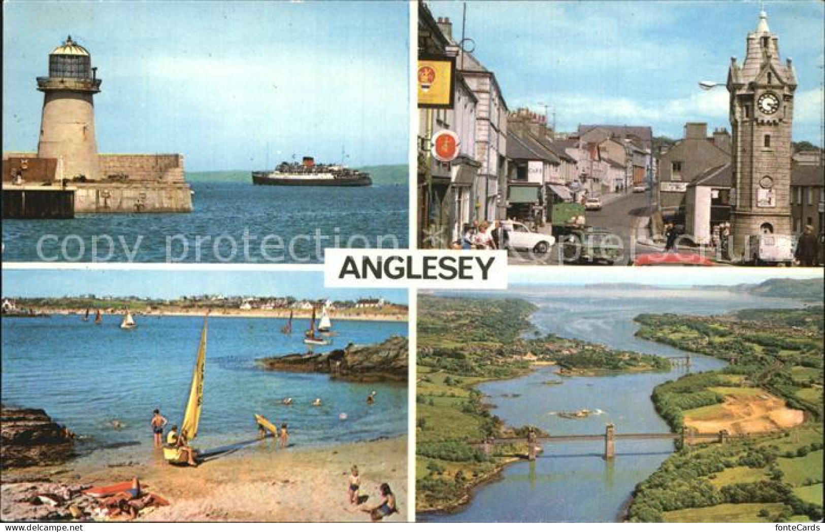 72467473 Anglesey Wales Fliegeraufnahme Leuchtturm Strand Ortspartie  - Autres & Non Classés