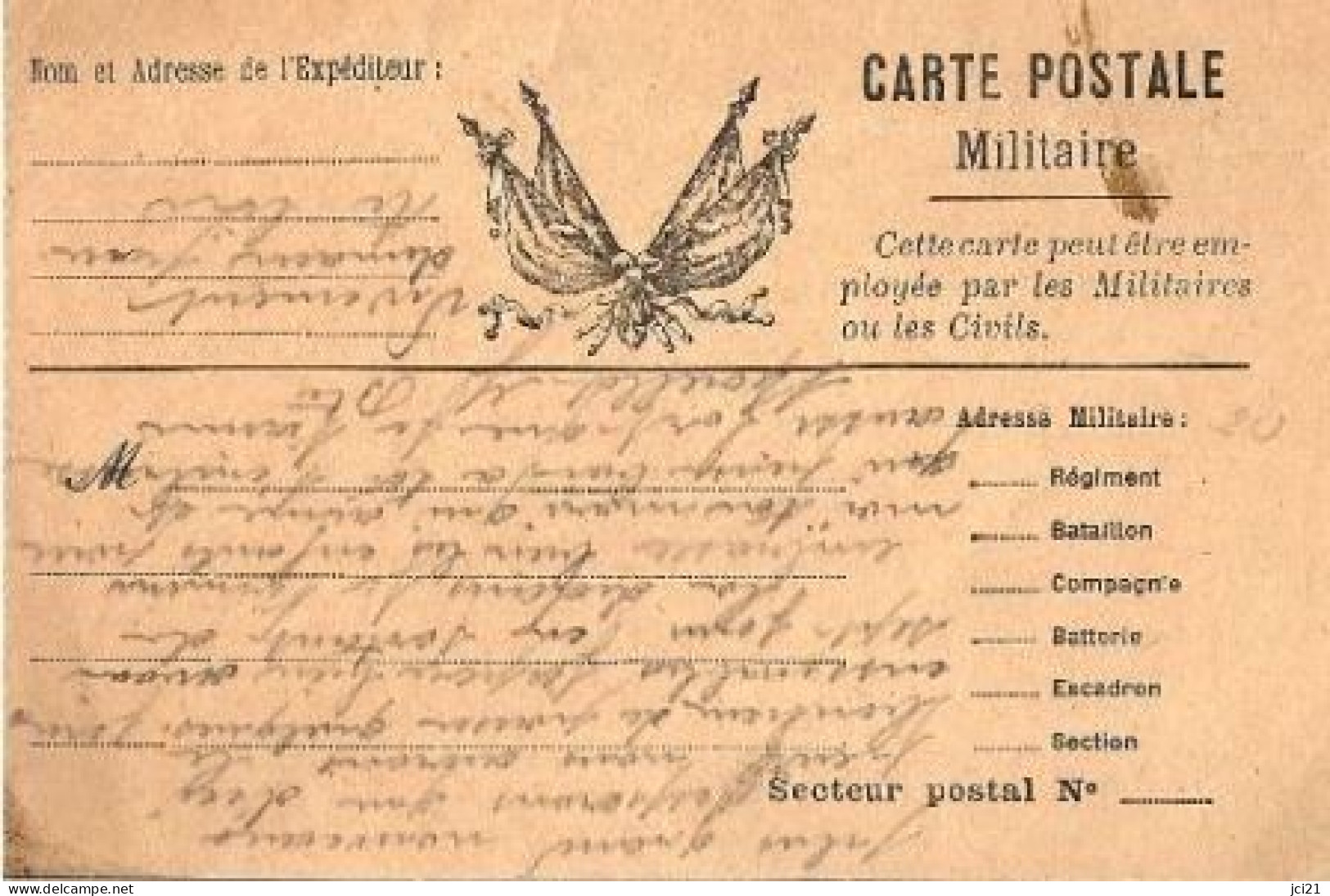 CARTE POSTALE - FRANCHISE MILITAIRE [ DRAPEAUX ] (AQ-369)_CPM10 - Guerre 1914-18