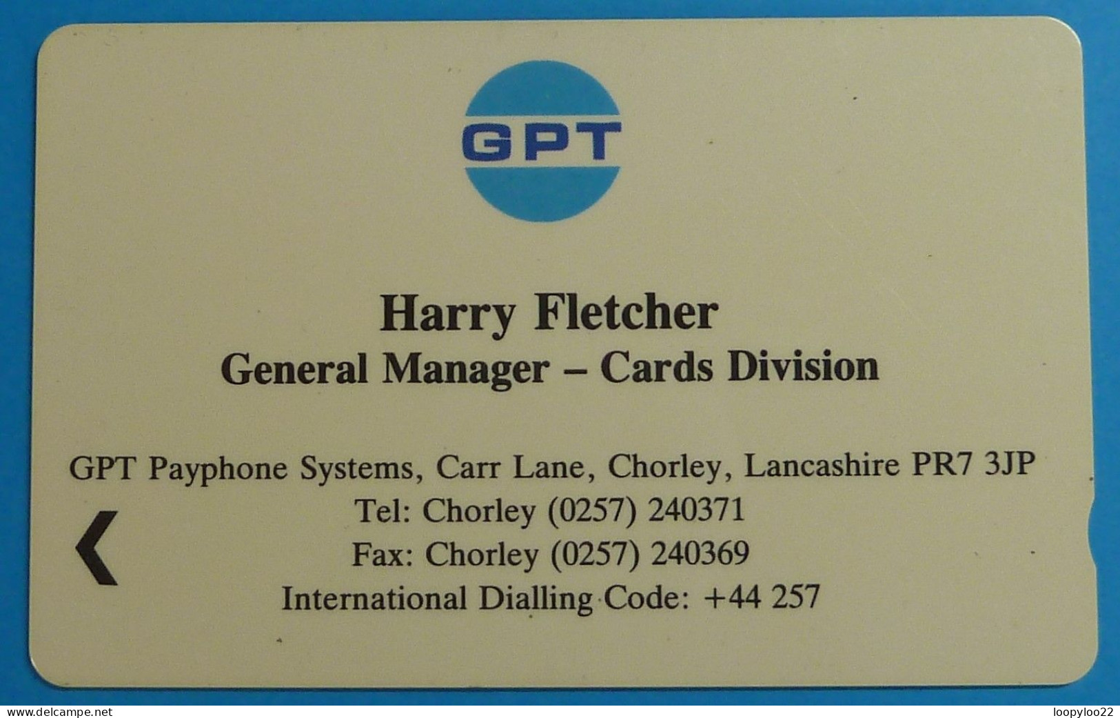 UK - Great Britain - GPT Mercurycard - GPT023 - Business Card - Harry Fletcher - Specimen - [ 8] Companies Issues