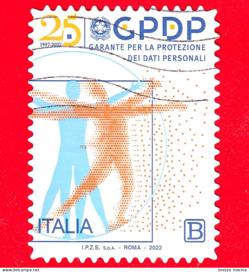 ITALIA - Usato - 2022 - 25 Anni Del Garante Per La Protezione Dei Dati Personali – GPDP - Logo - B - 2021-...: Oblitérés