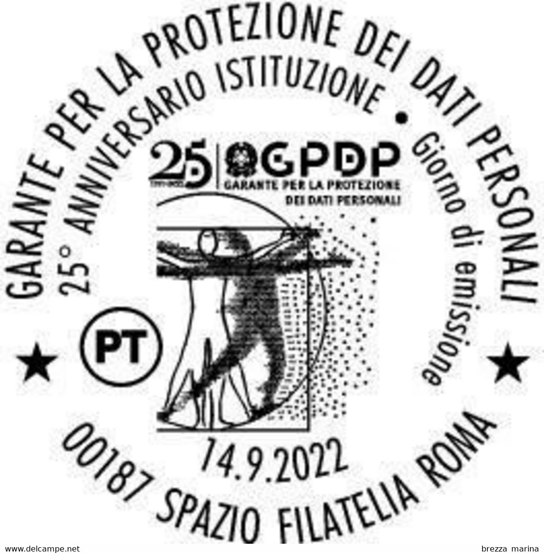 ITALIA - Usato - 2022 - 25 Anni Del Garante Per La Protezione Dei Dati Personali – GPDP - Logo - B - 2021-...: Afgestempeld