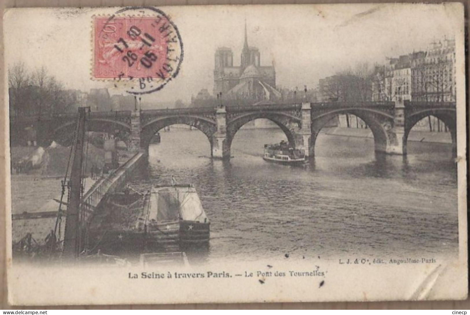 CPA 75 - PARIS - La Seine à Travers Paris - Le Pont Des Tournelles - TB PLAN EDIFICE Et Jolie Vue Sur NOTRE DAME - Ponts