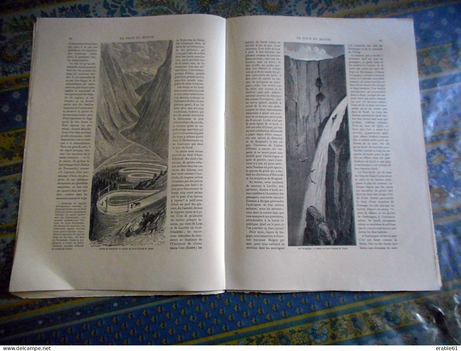 LE TOUR DU MONDE 1860 SCANDINAVE LAC FLATDAL BERGEN GUDVANGEN BAKKE STALHEIM VORINGFOSS HEIMDAL SOGN NOCE NORVEGE BANDAK - Zeitschriften - Vor 1900