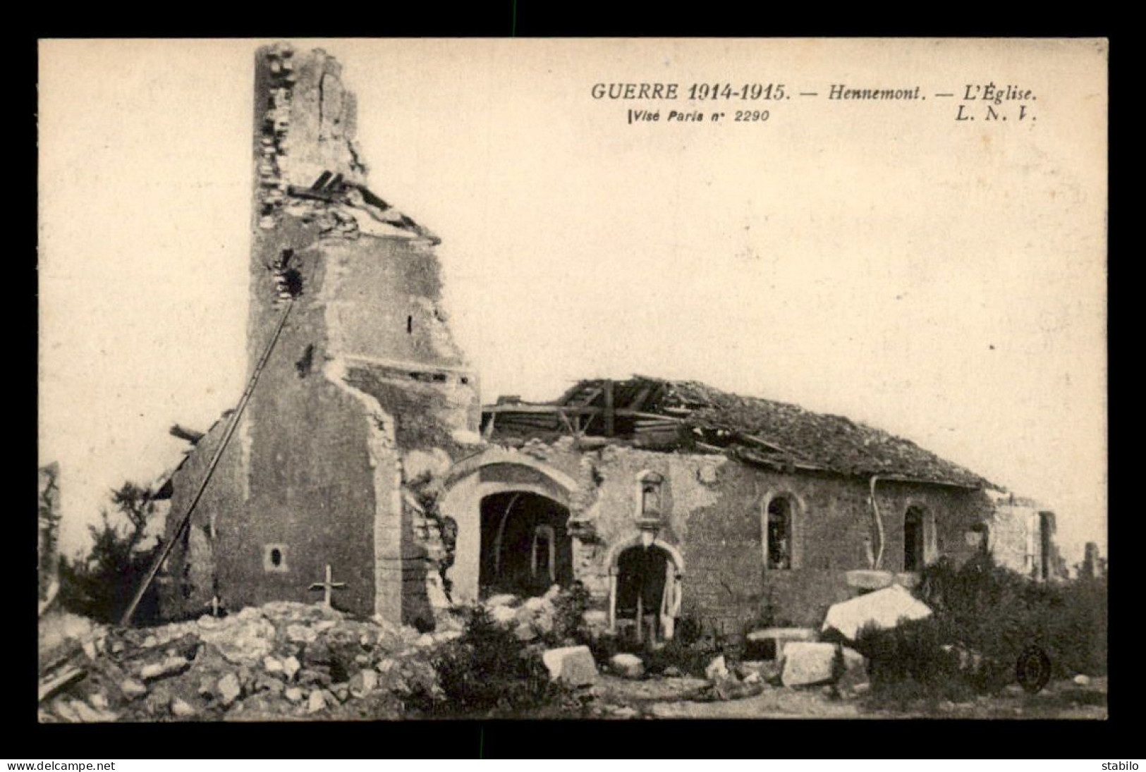 55 - HENNEMONT - GUERRE 14/18 - L'EGLISE EN RUINES - Other & Unclassified