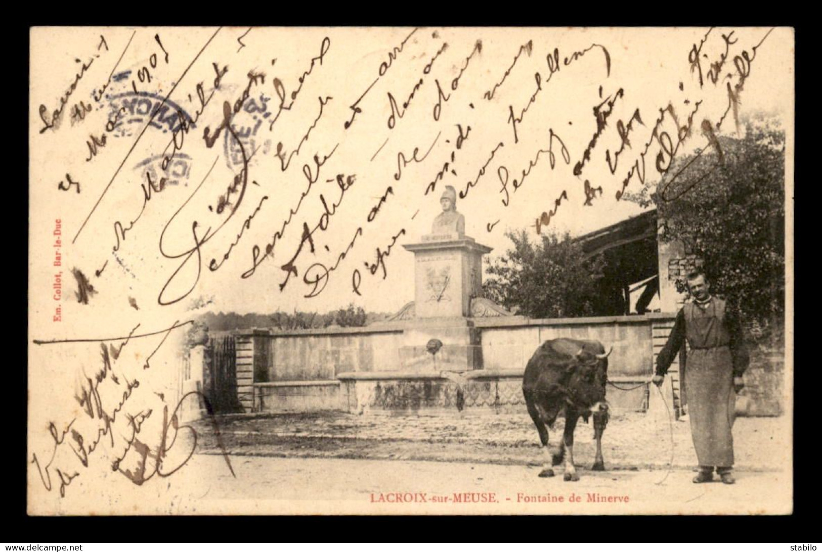 55 - LACROIX-SUR-MEUSE - LA FONTAINE DE MINERVE - VACHE - EDITEUR COLLOT - Autres & Non Classés