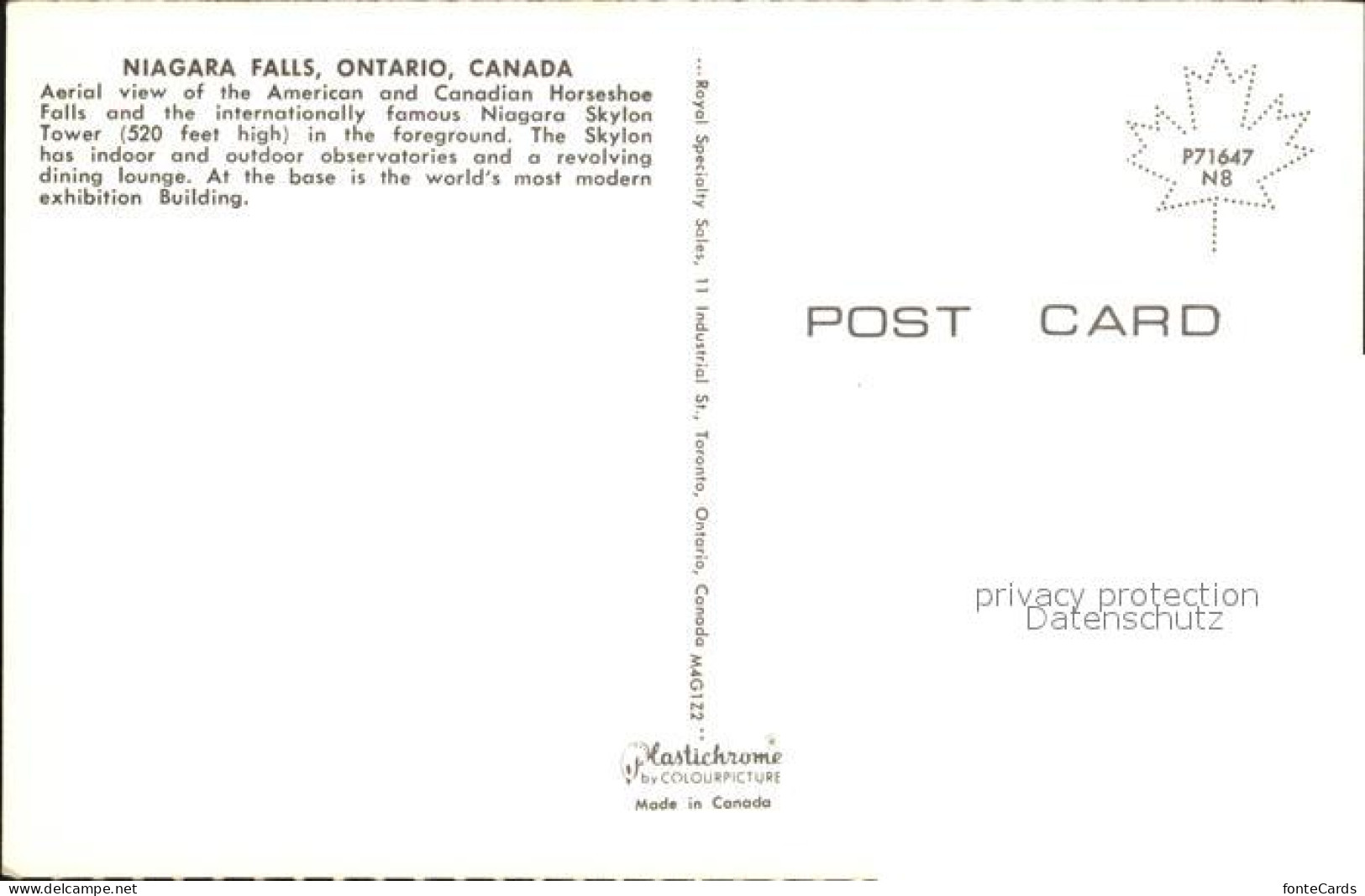 72449738 Ontario Canada Fliegeraufnahme Niagara-Falls  - Zonder Classificatie