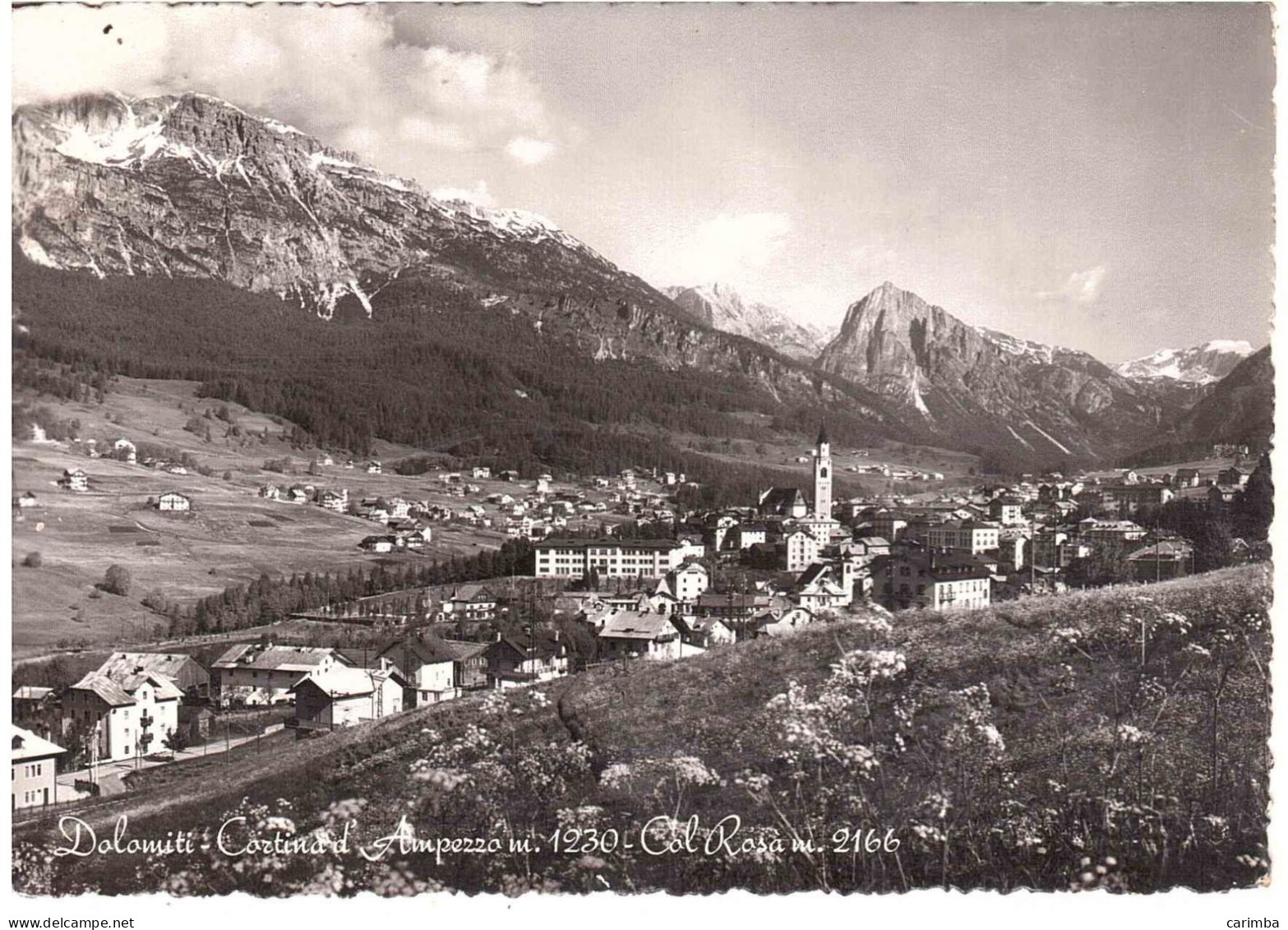 CARTOLINA CORTINA ANNULLO TARGHETTA ACQUA VENA D'ORO - 1946-60: Marcofilie