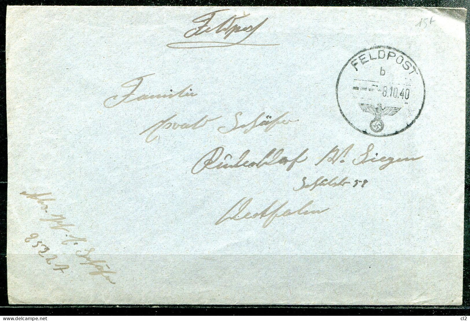 ALLEMAGNE - 8.10.40 - Feldpost Nummer 85227 - Feldpost World War II