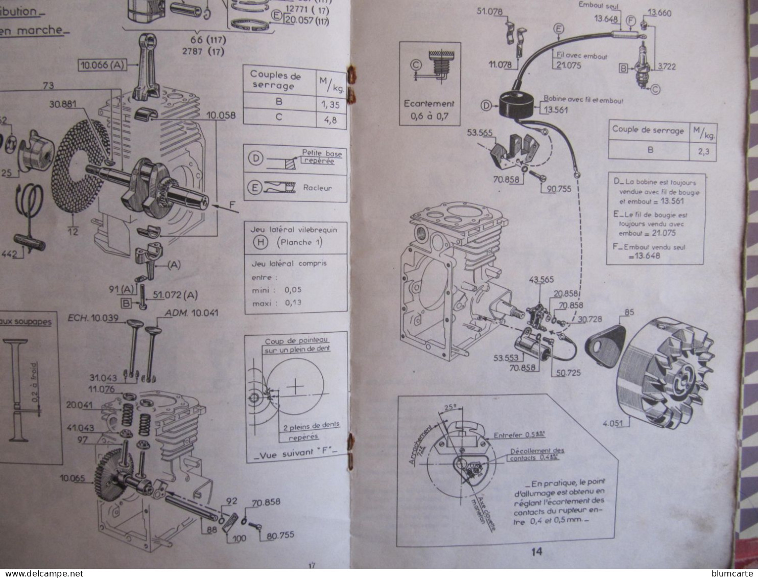 MANUEL CATALOGUE - BERNARD MOTEURS - PIECES DE RECHANGE - MOTEURS TYPES 17 . 117  - 27 . 127 - Supplies And Equipment