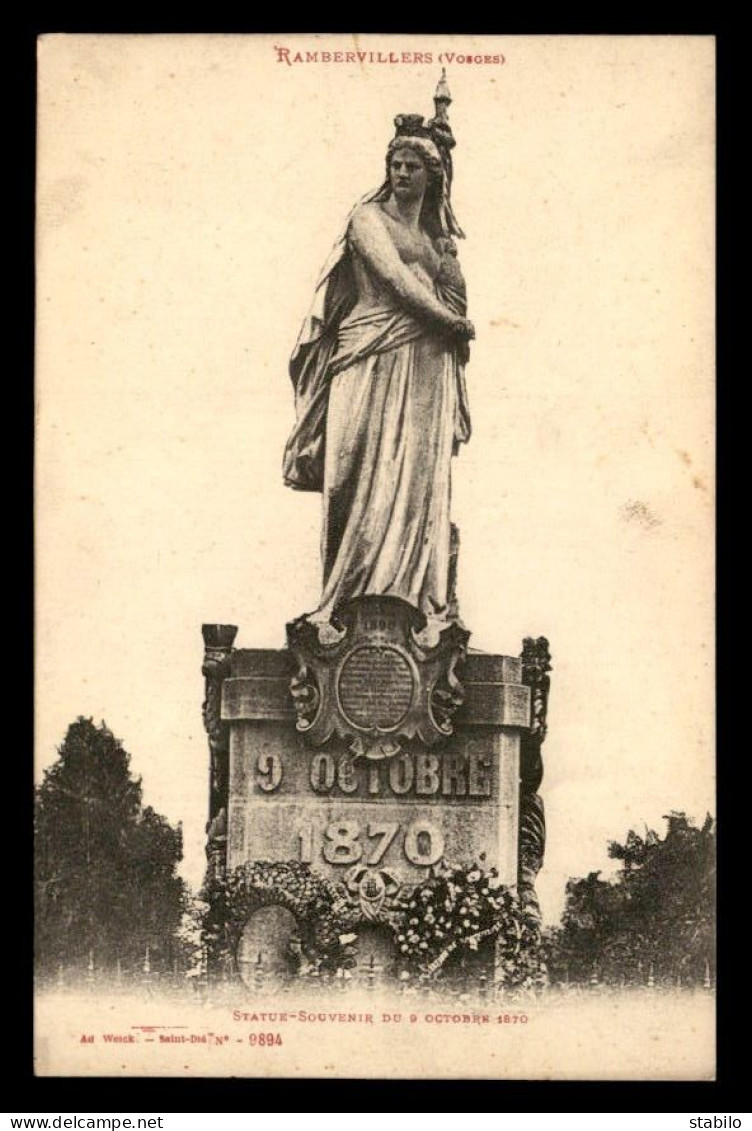 88 - RAMBERVILLERS - STATUE SOUVENIR DU 9 OCTOBRE 1870 - GUERRE DE 1870 - Rambervillers