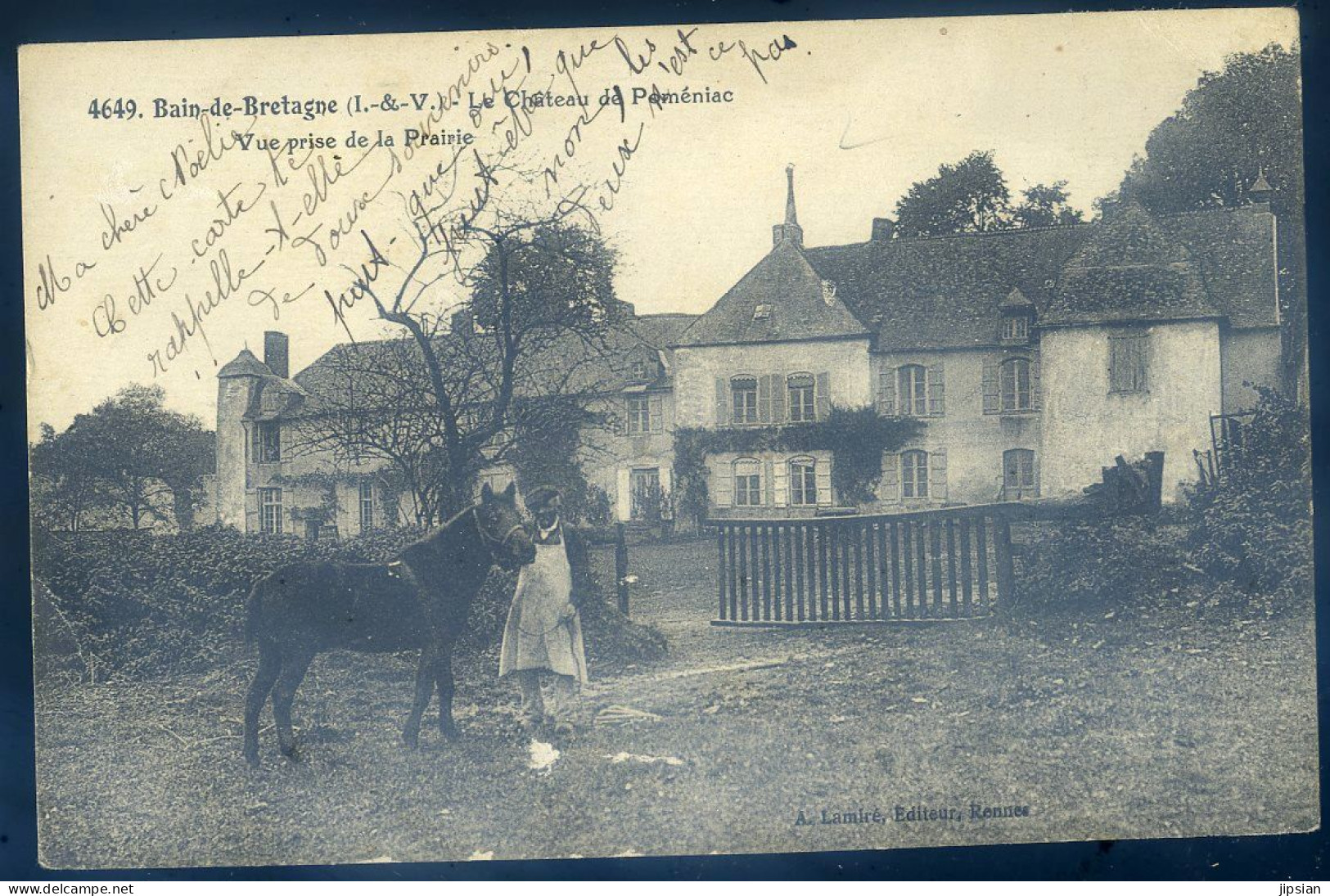 Cpa Du 35 Bain De Bretagne -- Le Château De Poméniac -- Vue Prise De La Prairie  STEP156 - Other & Unclassified