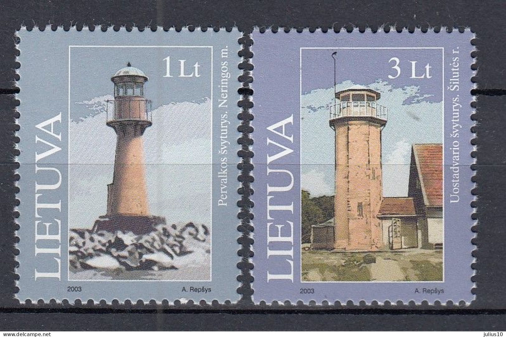 LITHUANIA 2003 Lighthouses MNH(**) Mi 814-815 #Lt1014 - Lithuania
