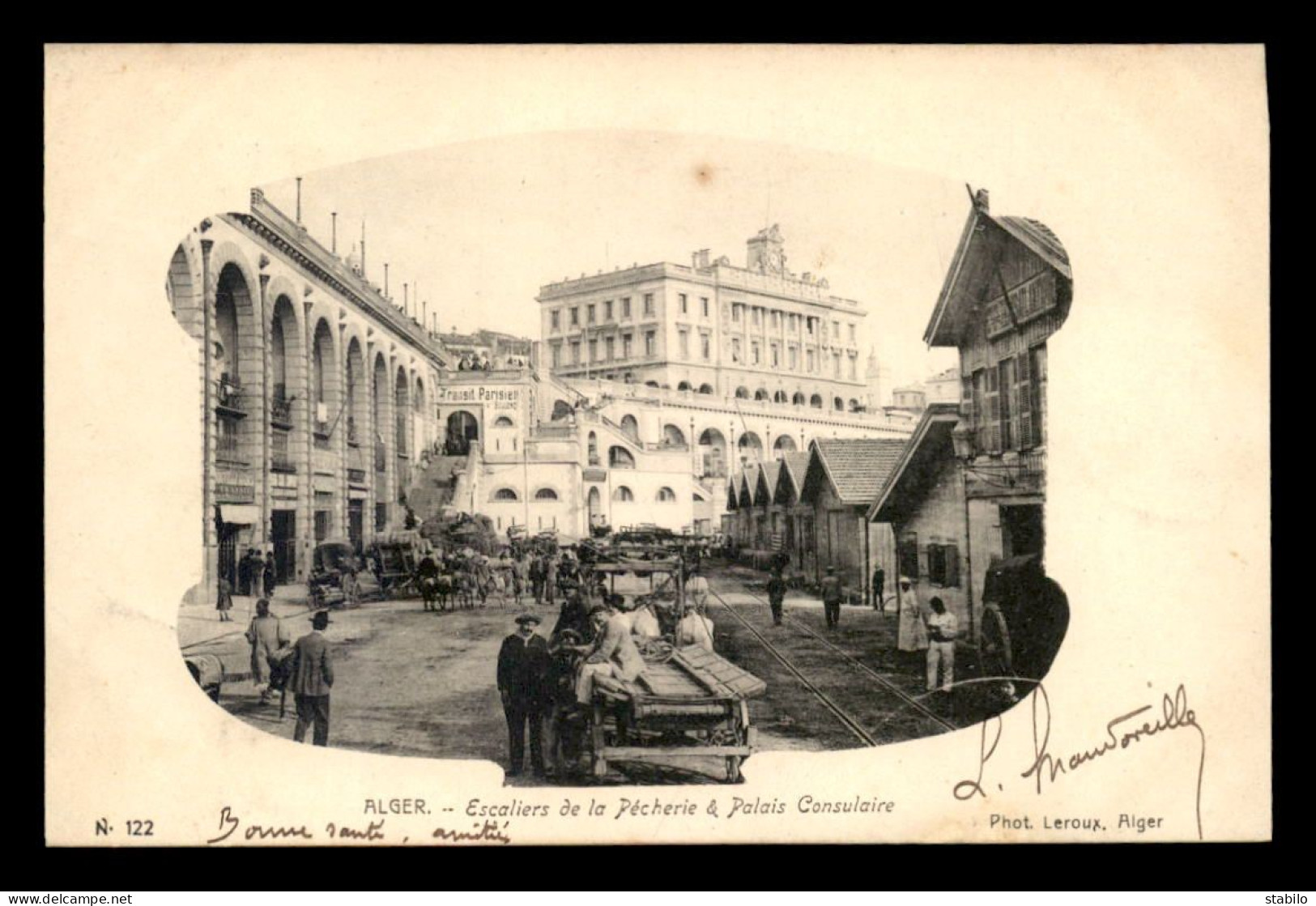 ALGERIE - ALGER - ESCALIER DE LA PECHERIE ET PALAIS CONSULAIRE - PHOTO LEROUX - Algerien