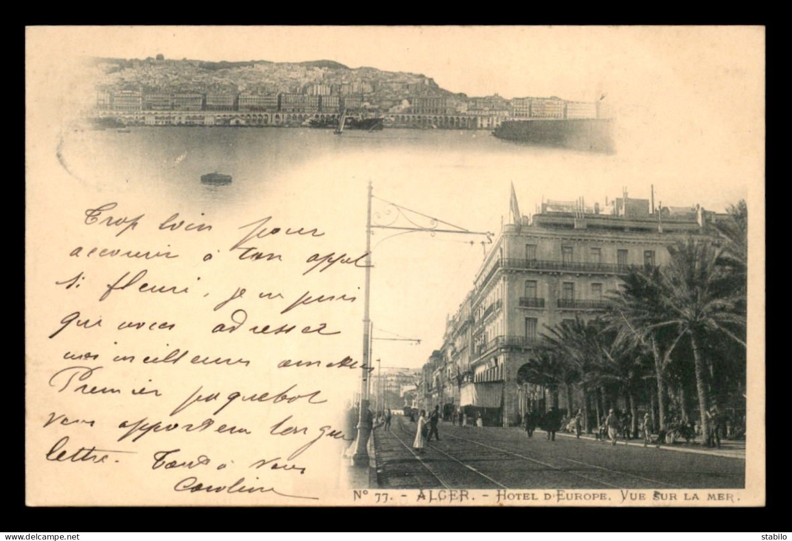 ALGERIE - ALGER - HOTEL D'EUROPE - PHOTOGRAVEUR ARNOLD VOLLENWEIDER, 4 RUE DU DIVAN - Alger