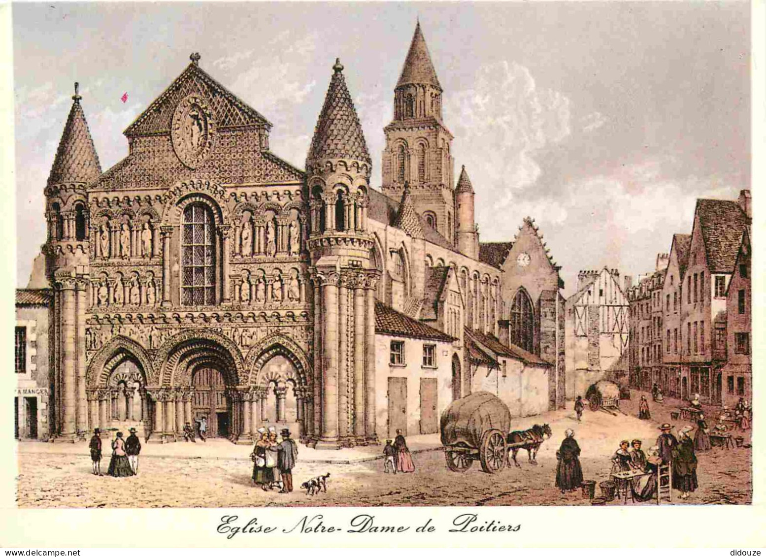 86 - Poitiers - Eglise Notre Dame La Grande - Art Peinture - D'après Une Gravure D'époque - Gravure Lithographie Ancienn - Poitiers