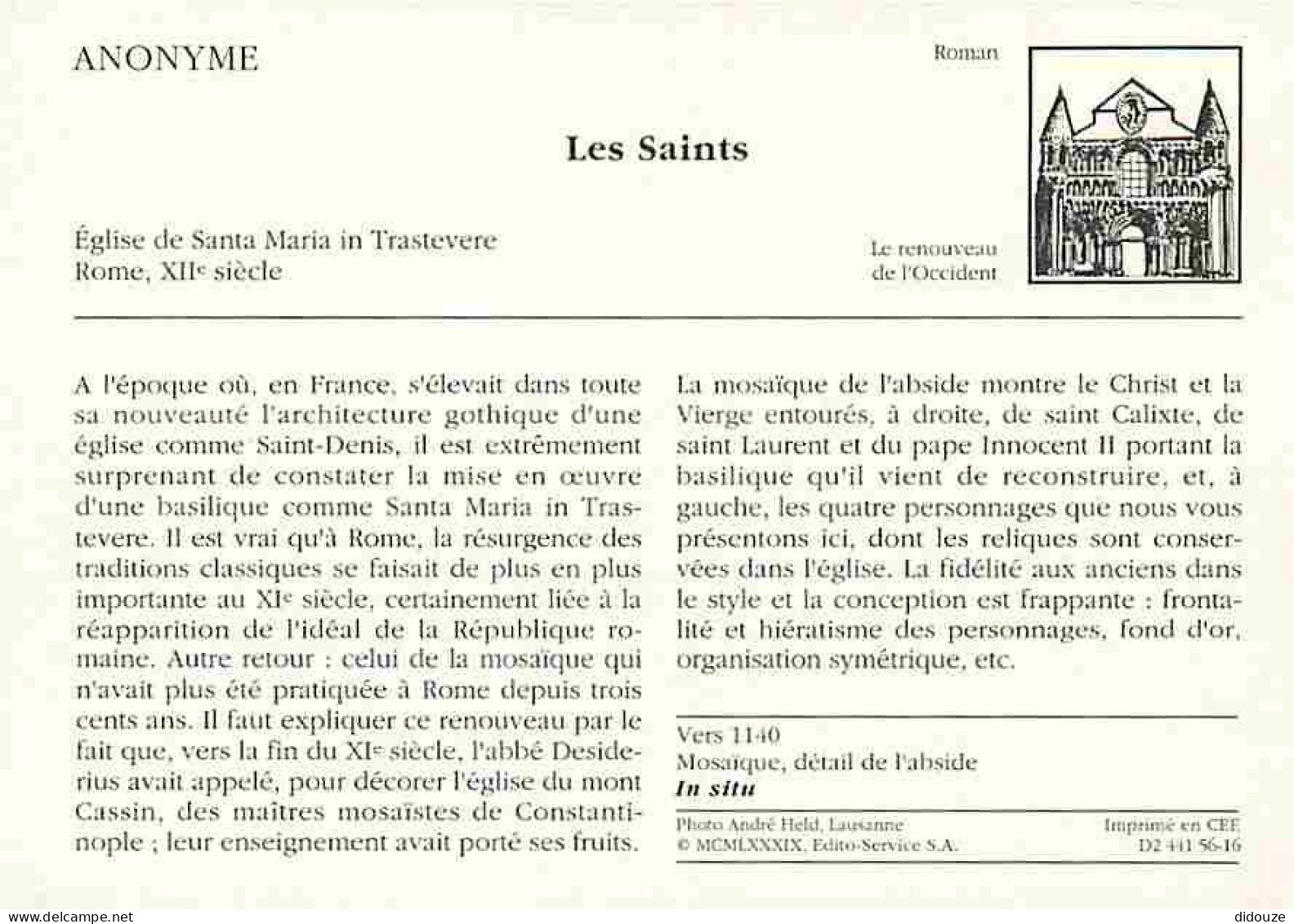 Art - Peinture - Anonyme - Les Saints - Description Du Tableau Au Dos - CPM - Voir Scans Recto-Verso - Paintings