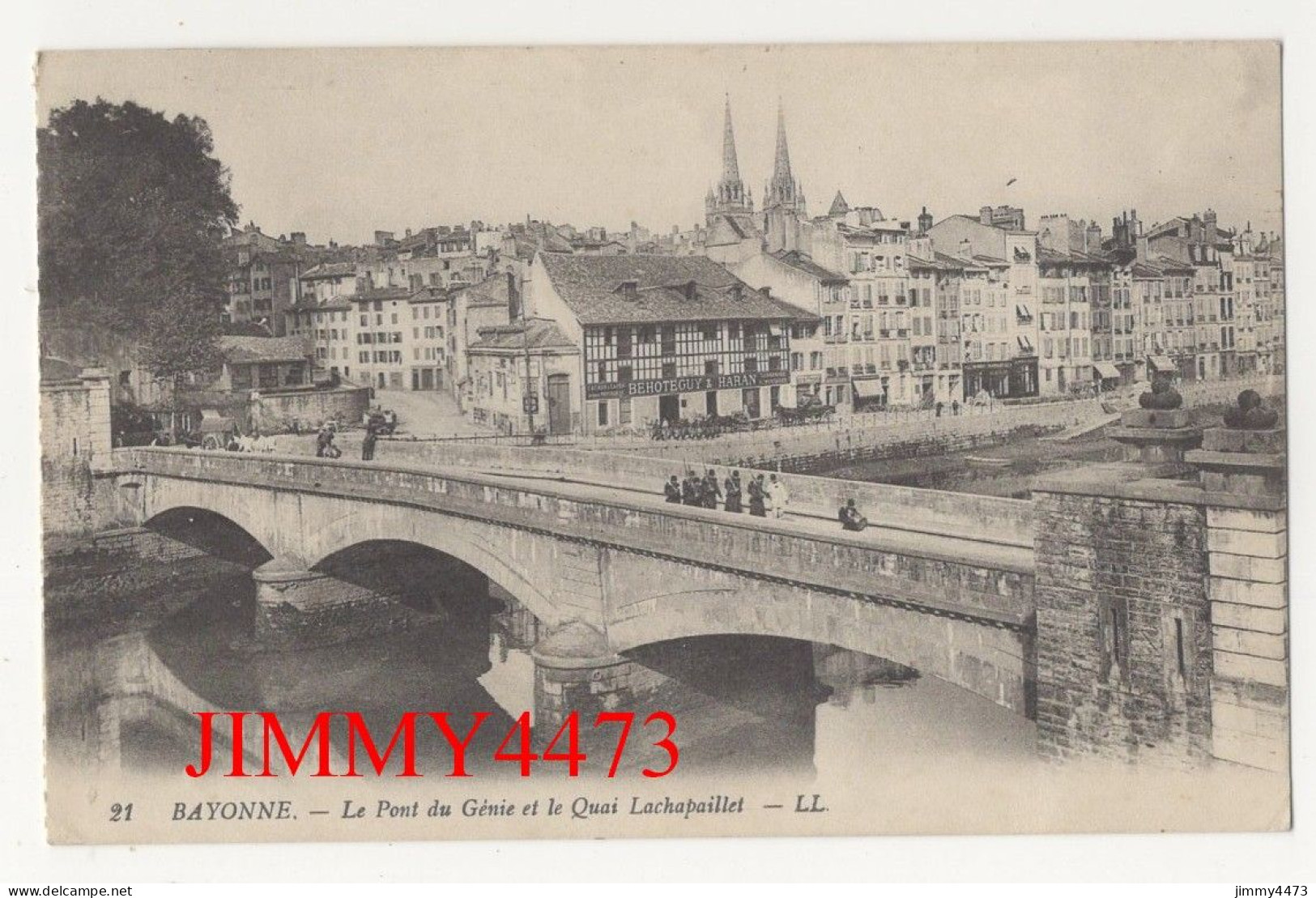 CPA - BAYONNE En 1914 - Le Pont Du Génie Et Le Quai Lachapaillet ( Pont Bien Animé ) N° 21 - L L - Bayonne