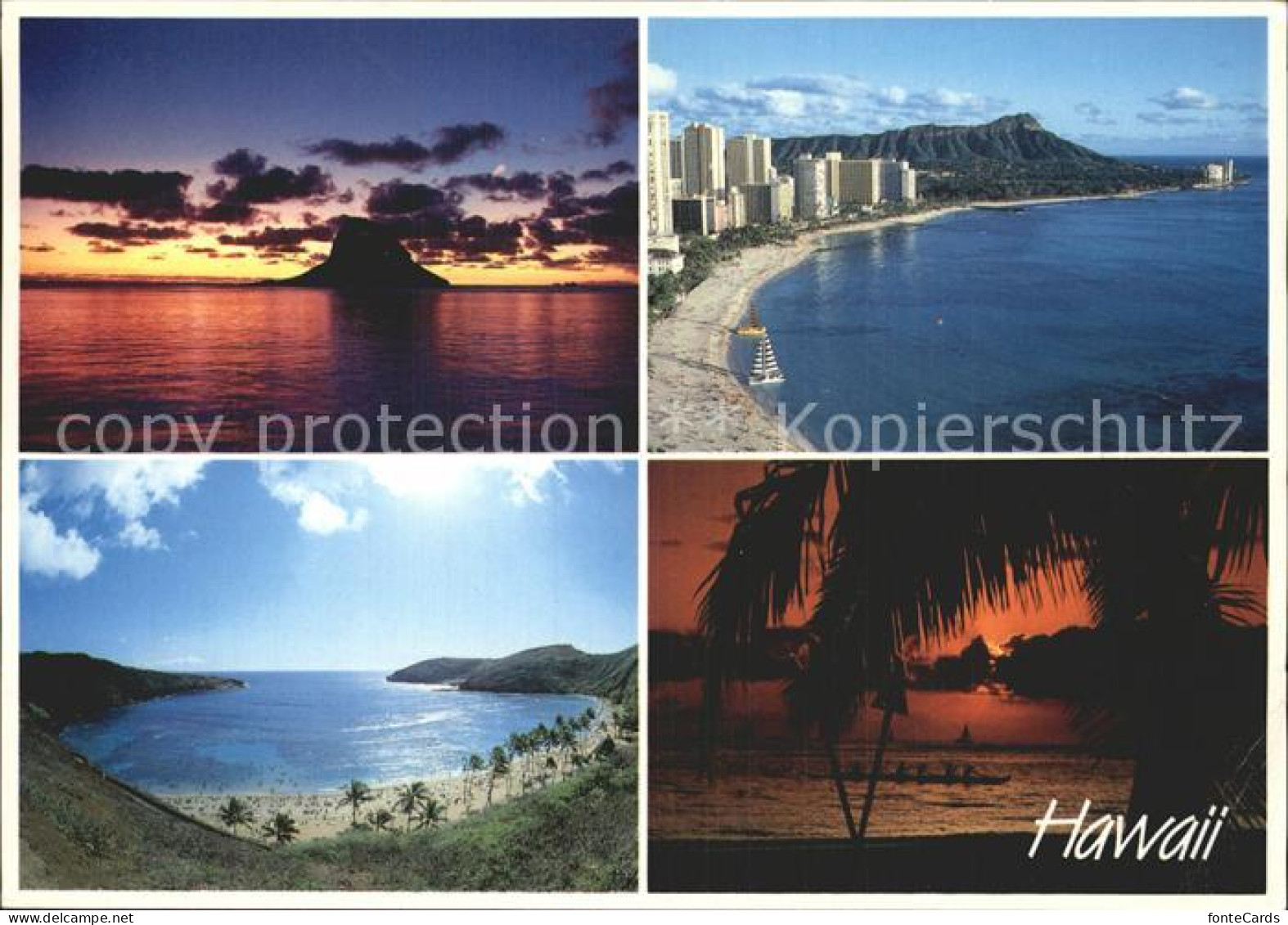 72381803 Hawaii_US-State Abendstimmung Meer Palmen Stadtansicht - Other & Unclassified