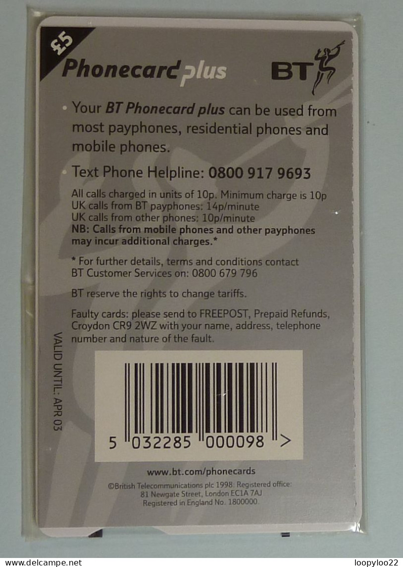 UK - Great Britain - Phonecard Plus - £5 - Expires April 03 - Mint Blister In Folder - BT Kaarten Voor Hele Wereld (Vooraf Betaald)