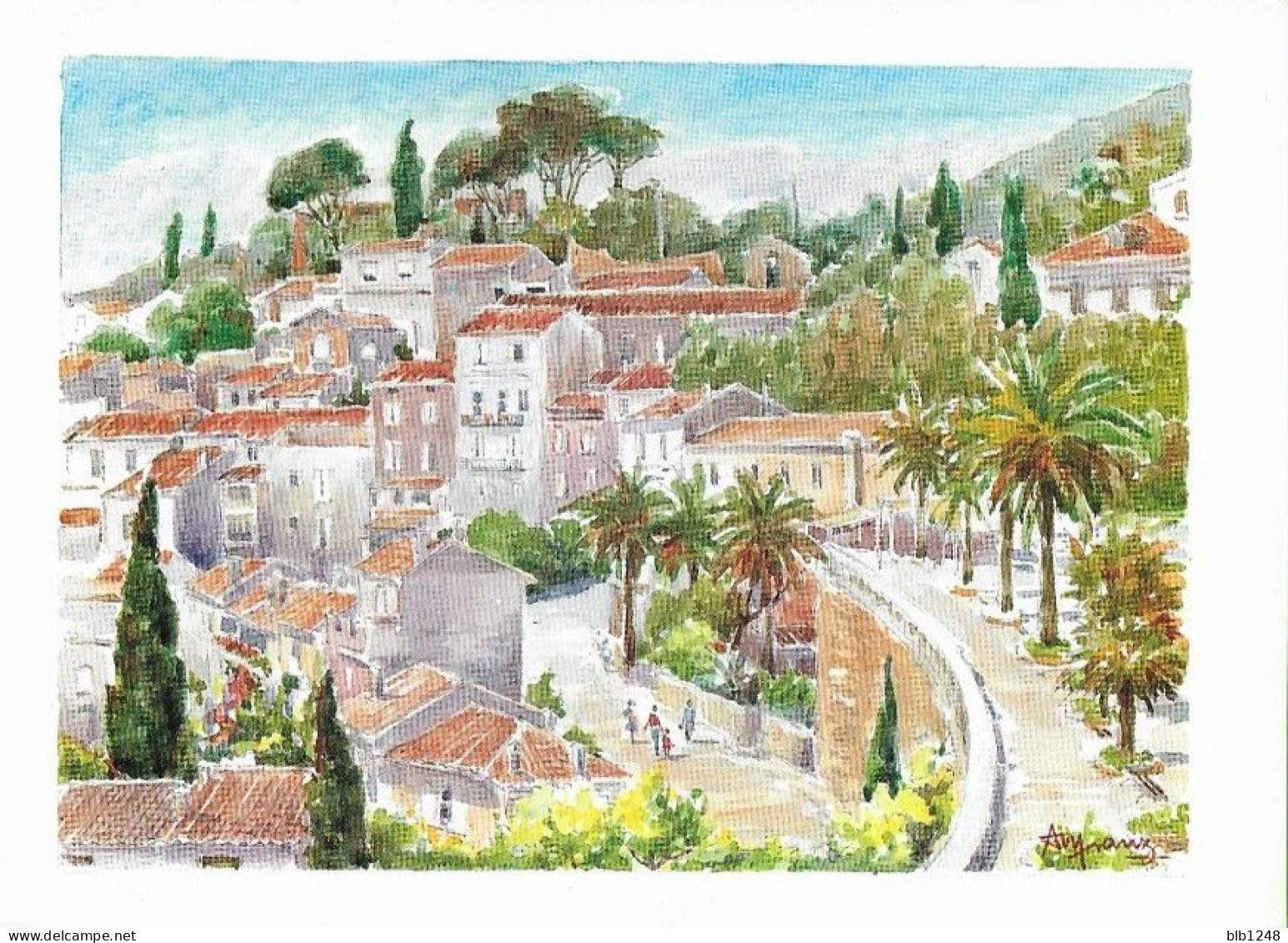 [83] Var > Bormes-les-Mimosas Village De Provence Aquarelle De André Franz - Bormes-les-Mimosas