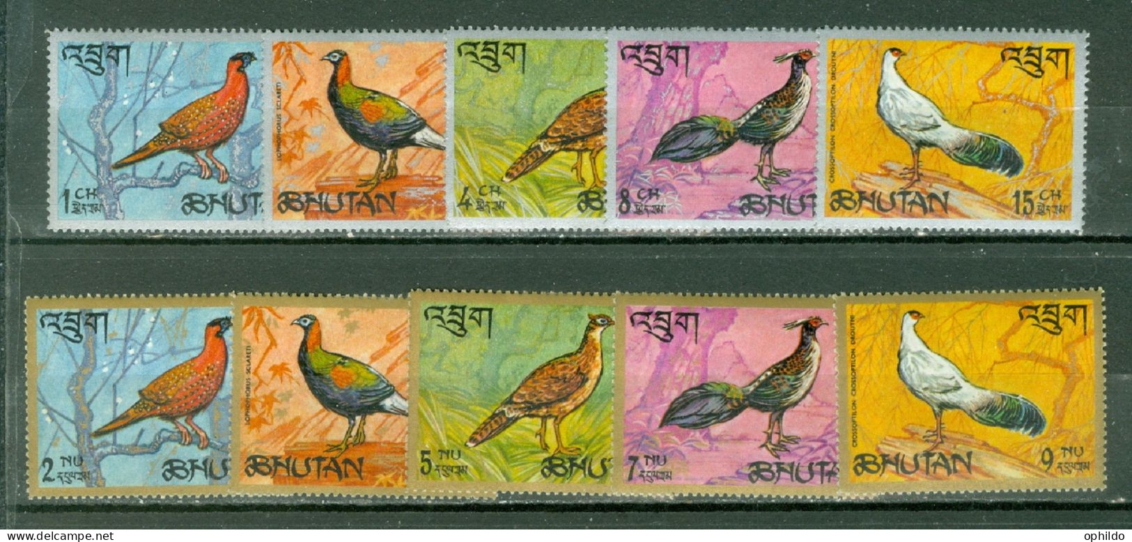 Bhoutan  Yvert  143/152   *  TB  Oiseau Faisan  - Bhutan