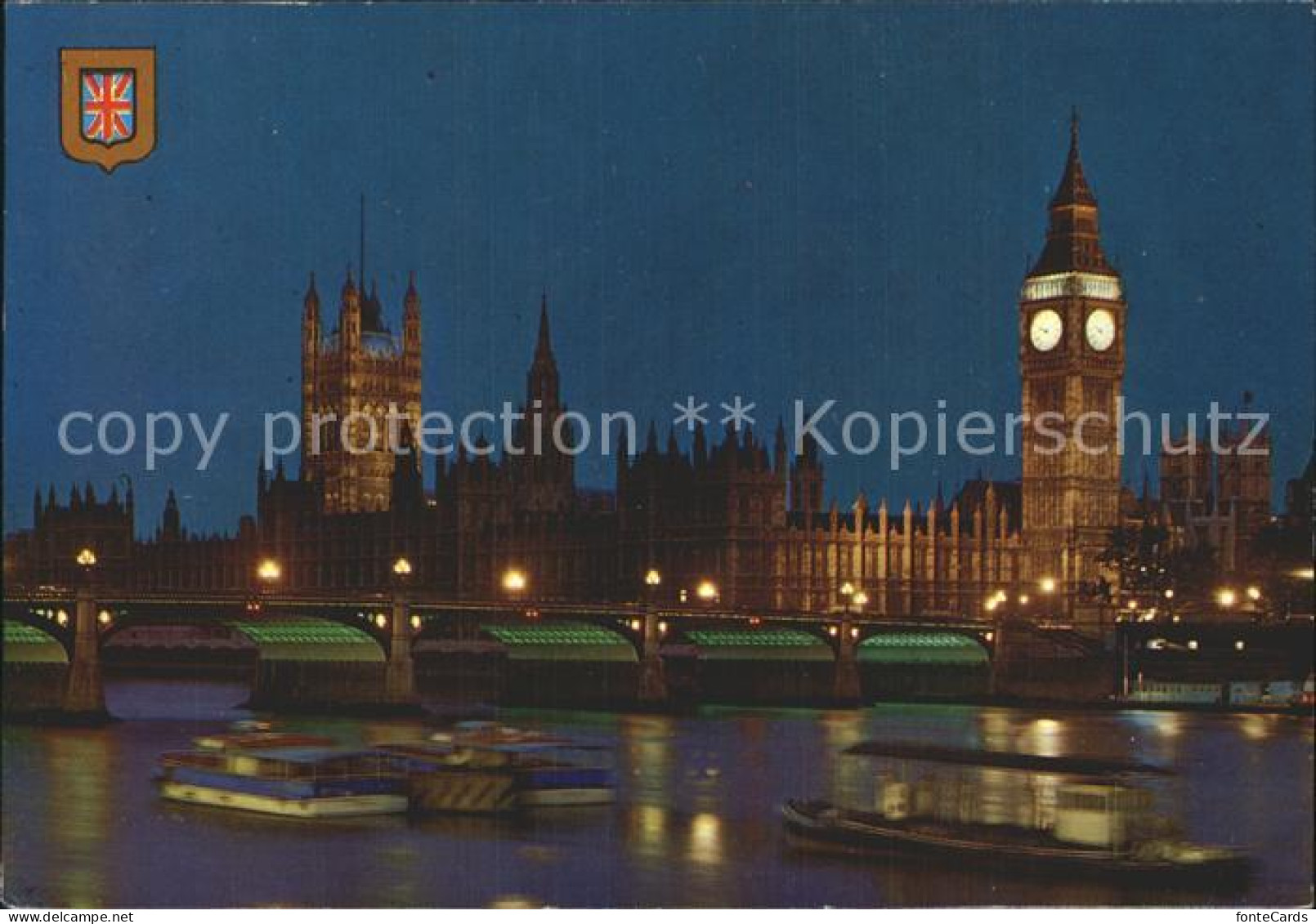 72354603 London Big Ben Houses Of Parliament And River Thames By Night - Sonstige & Ohne Zuordnung