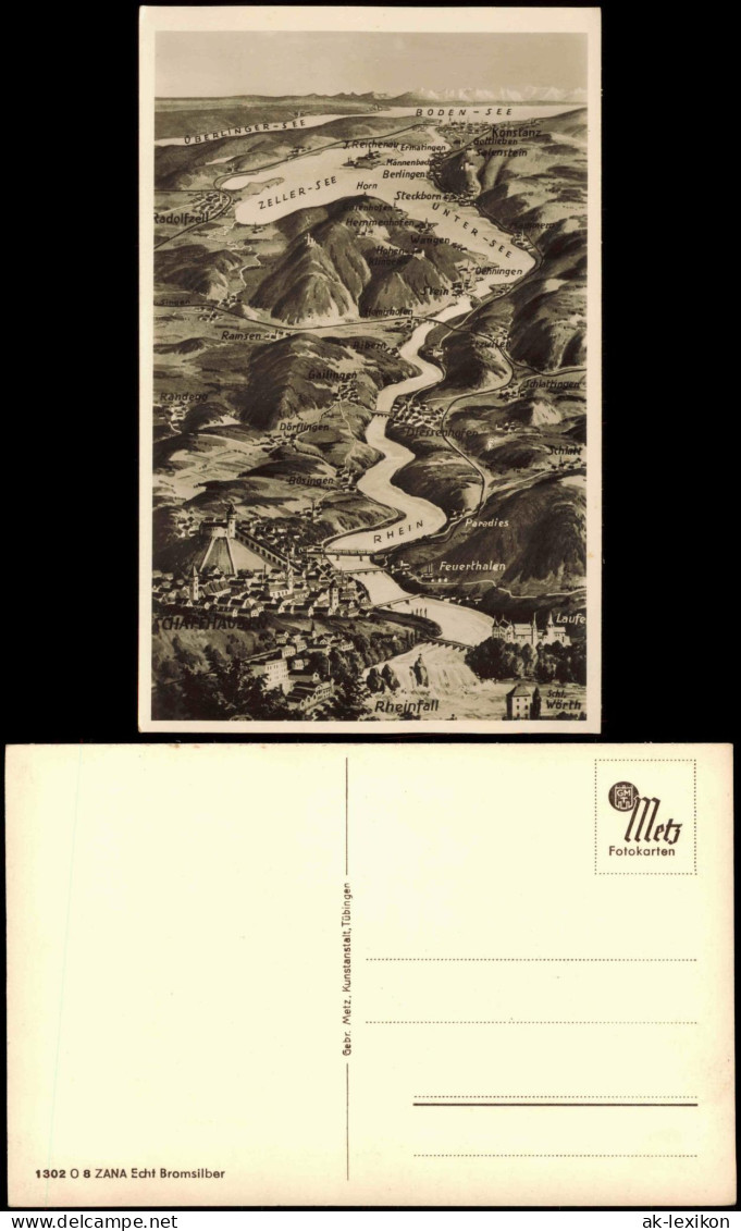 Ansichtskarte  Landkarten Ansichtskarte Bodensee Bis Rheinfall 1961 - Carte Geografiche