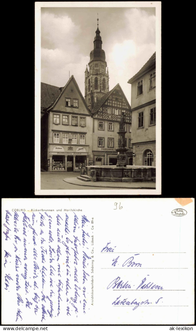 Ansichtskarte Coburg Moritzkirche Buchhandlung Musikhaus 1962 - Coburg