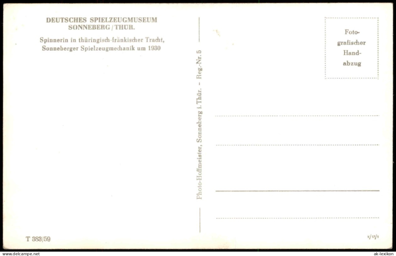 Ansichtskarte Sonneberg Spinnerin Deutsches Spielzeugmuseum 1959 - Sonneberg