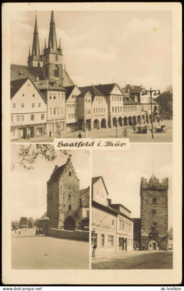 Ansichtskarte Saalfeld (Saale) 3 Bild Stadtansichten 1956 - Saalfeld