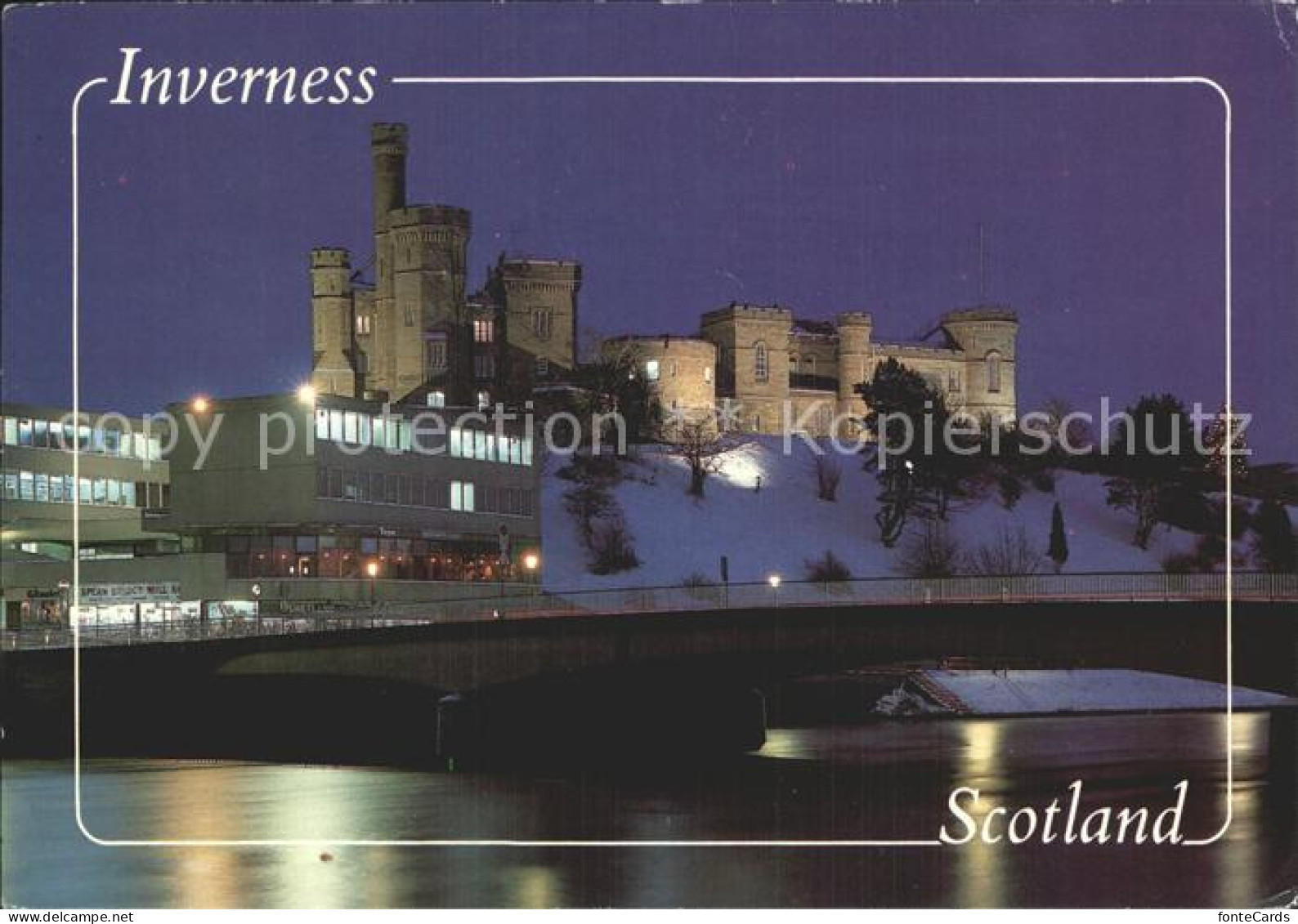 72352751 Inverness Highland Floodit Castle And The Main Road Bridge Over The Riv - Andere & Zonder Classificatie