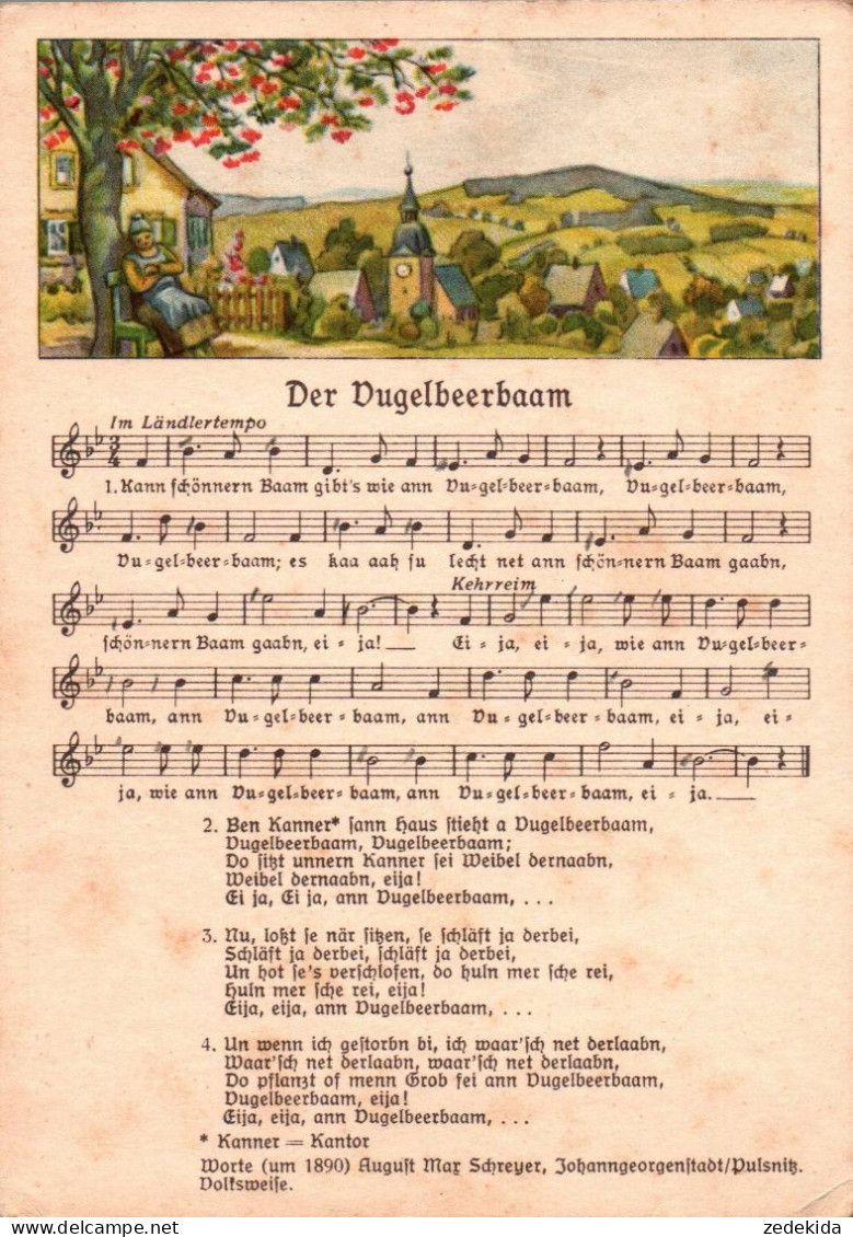 H2188 - Max Schreyer Liedkarte - Der Vugelbeerbaam.... Johanngeorgenstadt Erzgebirgisches Volkslied - Erhard Neubert DDR - Musica