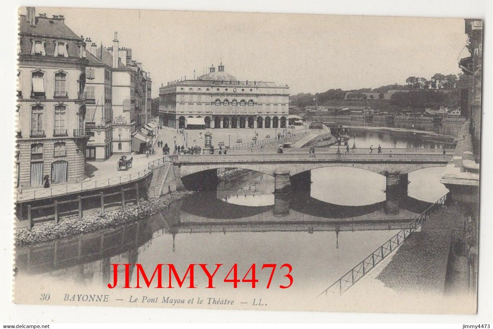 CPA - BAYONNE - Le Pont Mayou Et Le Théâtre ( Rue Bien Animée ) N° 30 - L L - Bayonne