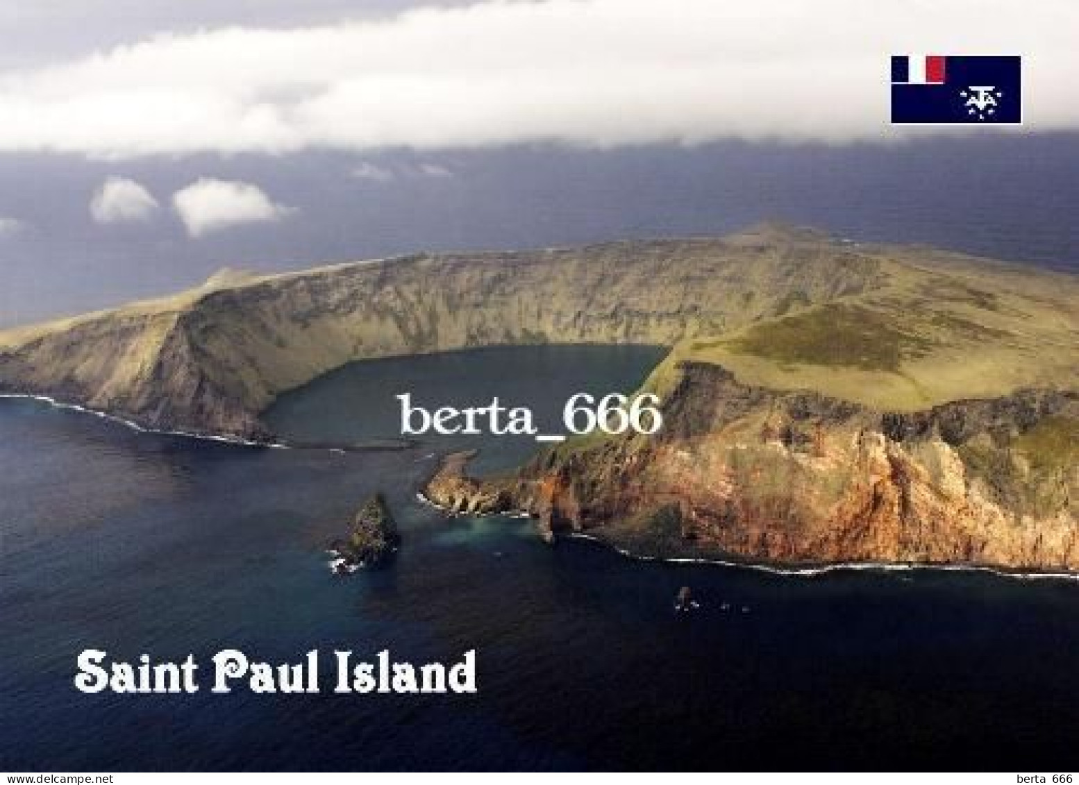 TAAF Saint Paul Island Aerial View UNESCO New Postcard - TAAF : Franse Zuidpoolgewesten