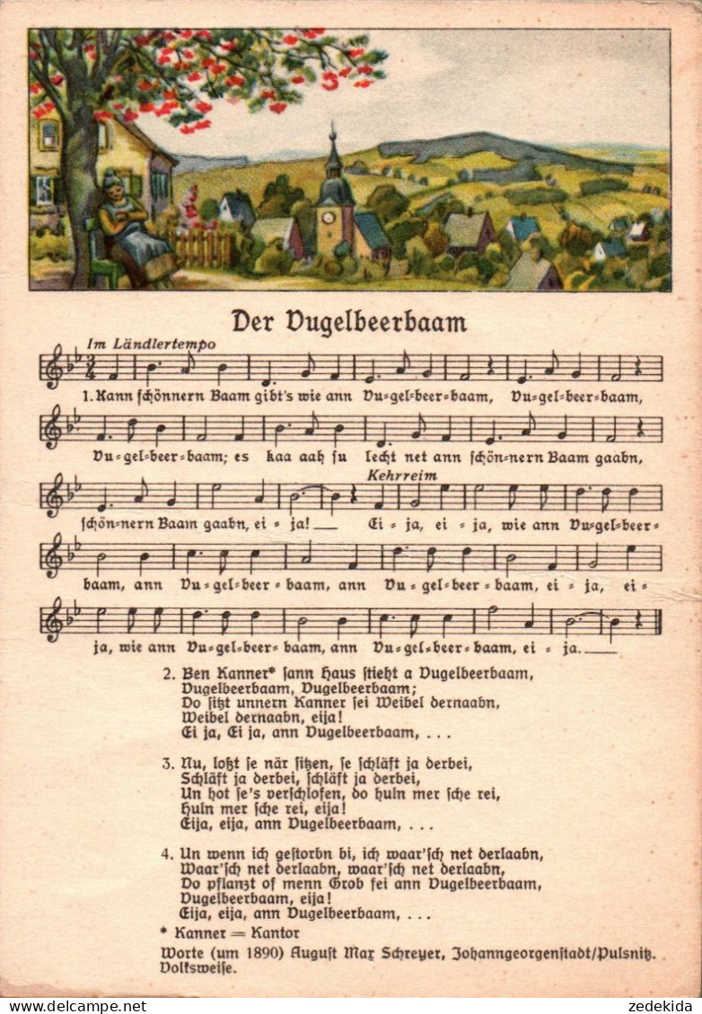 H2190 - Max Schreyer Liedkarte - Der Vugelbeerbaam.... Johanngeorgenstadt Erzgebirgisches Volkslied - Erhard Neubert DDR - Musik