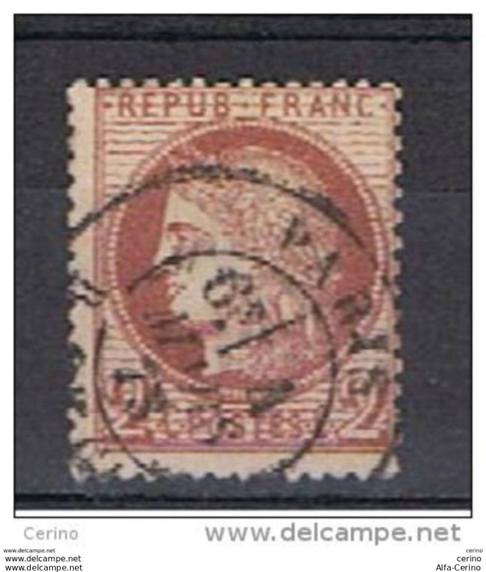 FRANCE:  1872  CERES  -  2 C. ROUGE  BRUN  OBL. -  YV/TELL. 51 - 1871-1875 Cérès