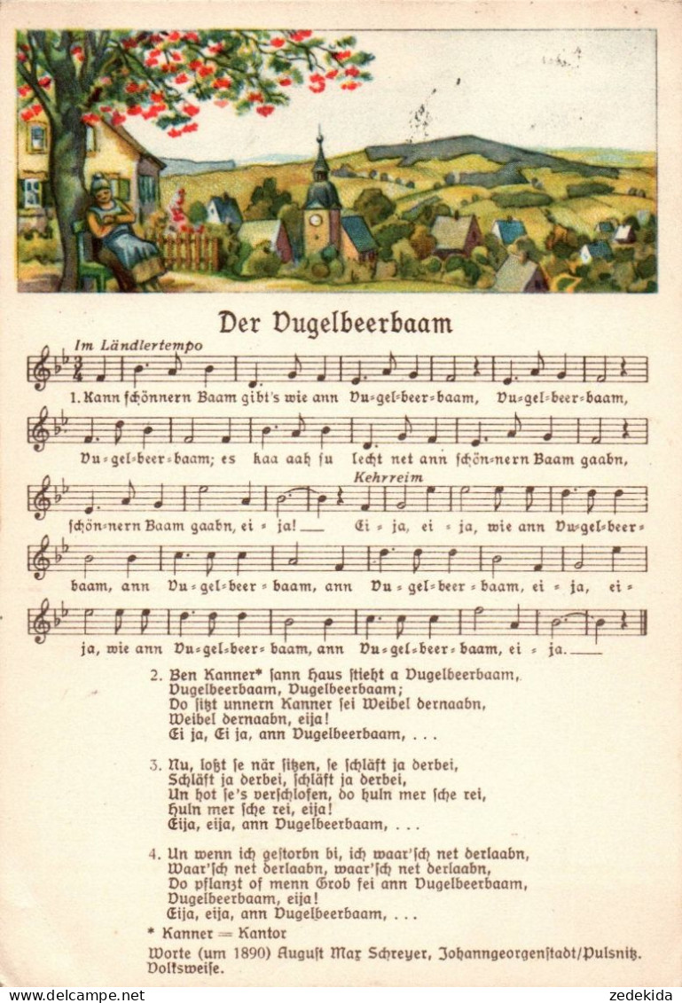 H2191 - Max Schreyer Liedkarte - Der Vugelbeerbaam.... Johanngeorgenstadt Erzgebirgisches Volkslied - Erhard Neubert DDR - Muziek