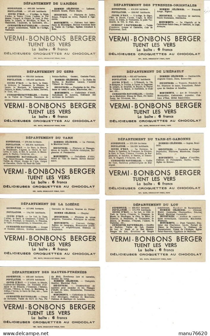 Chromo : 9 Images Vermi-bonbons Berger . Région : Occitane . - Andere & Zonder Classificatie