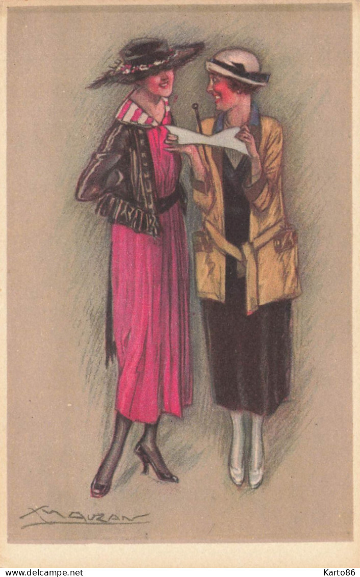 MAUZAN * Série Complète 6 CPA Illustrateur Mauzan Art Nouveau Jugendstil * N°343 * Femme Mode Chapeau Robe - Mauzan, L.A.