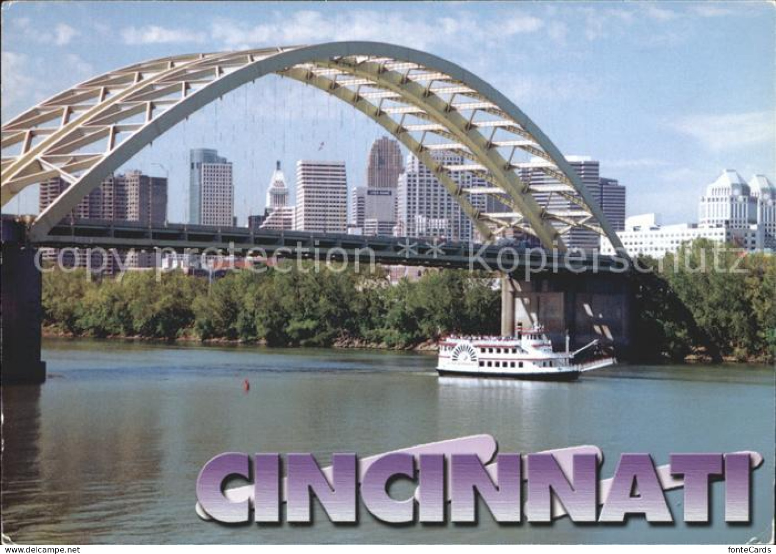 72338787 Cincinnati Ohio Bridge Riverboat On The Ohio River Skyline Cincinnati - Andere & Zonder Classificatie