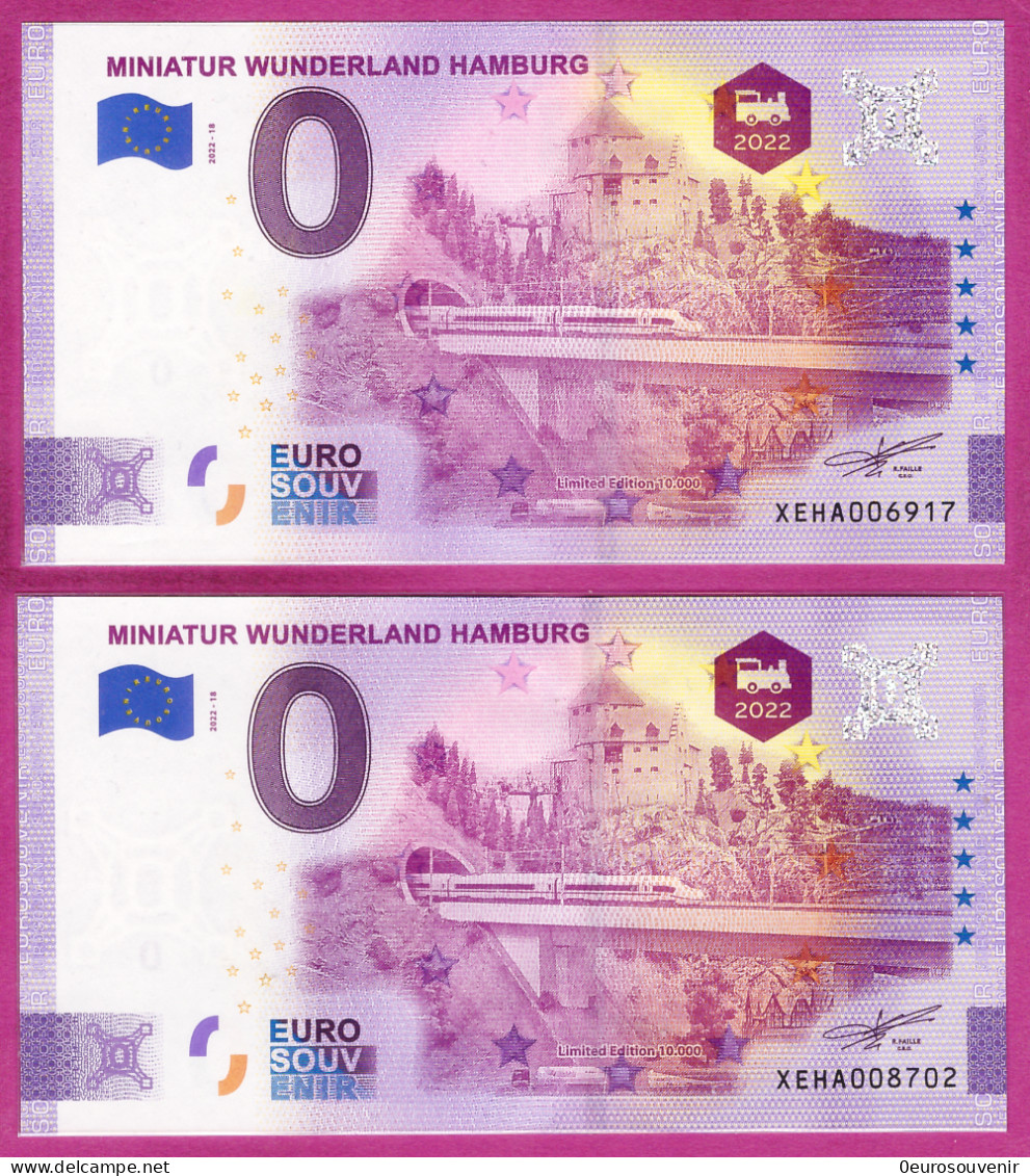 0-Euro XEHA 2022-18 MINIATUR WUNDERLAND HAMBURG - ICE ZUG BURG Set NORMAL+ANNIVERSARY - Private Proofs / Unofficial